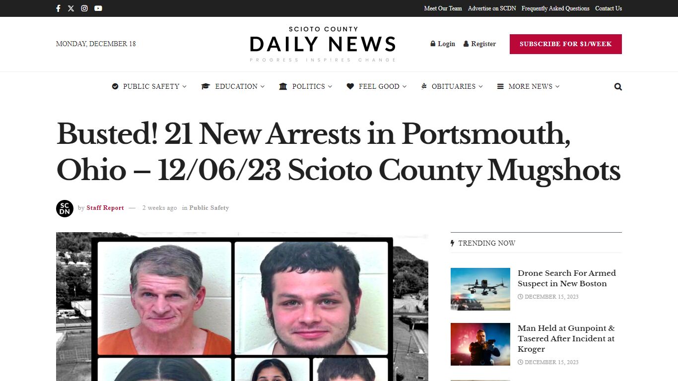 Busted! 21 New Arrests in Portsmouth, Ohio – 12/06/23 Scioto County ...