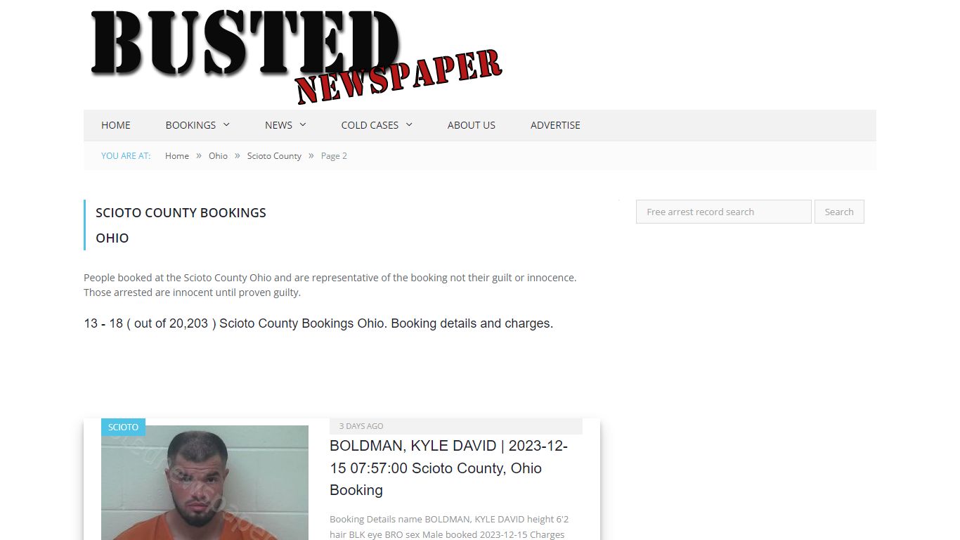 Scioto County, OH Mugshots - page 2 - BUSTED NEWSPAPER